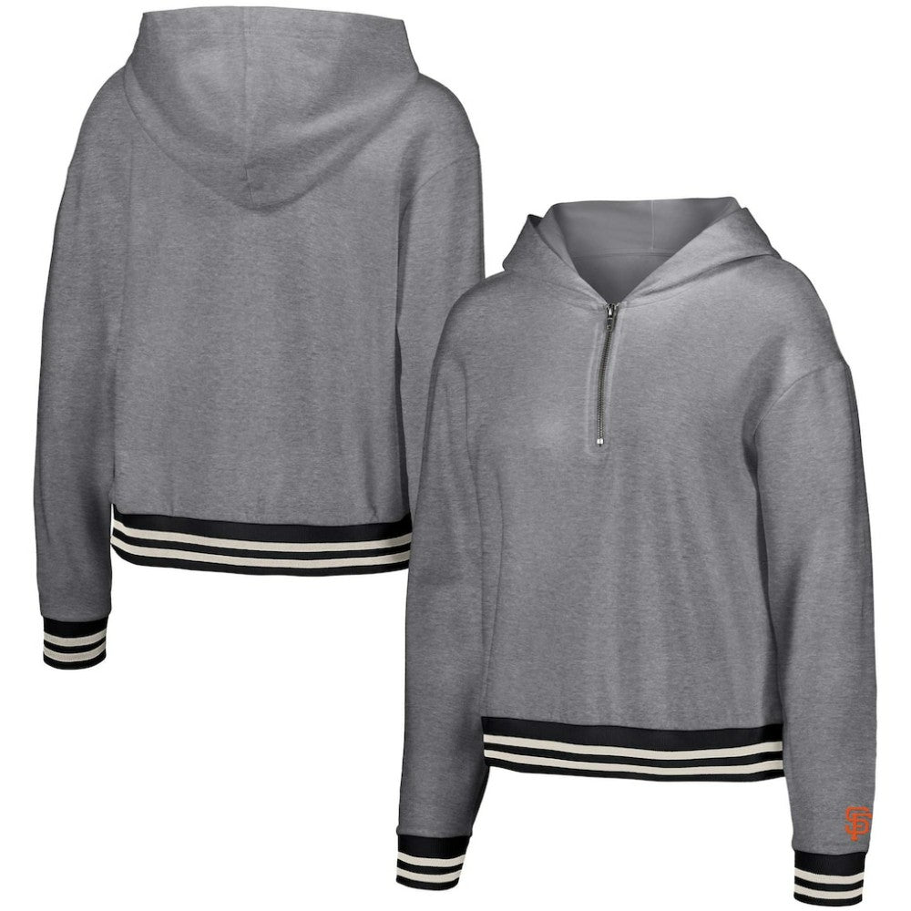 San Francisco Giants Lusso Women's Magnolia Tri-Blend Quarter-Zip Hoodie - Gray - MLB Online