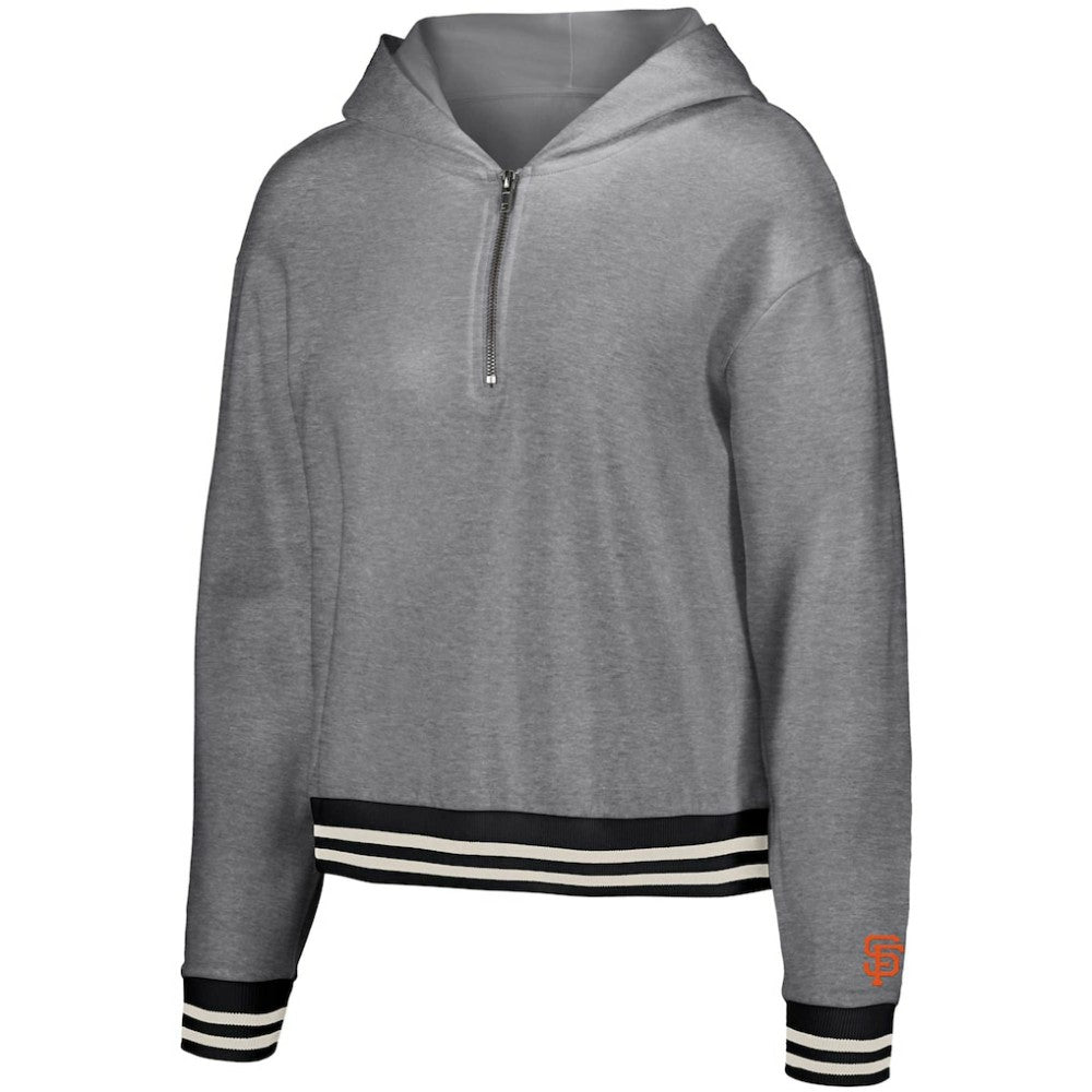 San Francisco Giants Lusso Women's Magnolia Tri-Blend Quarter-Zip Hoodie - Gray - MLB Online