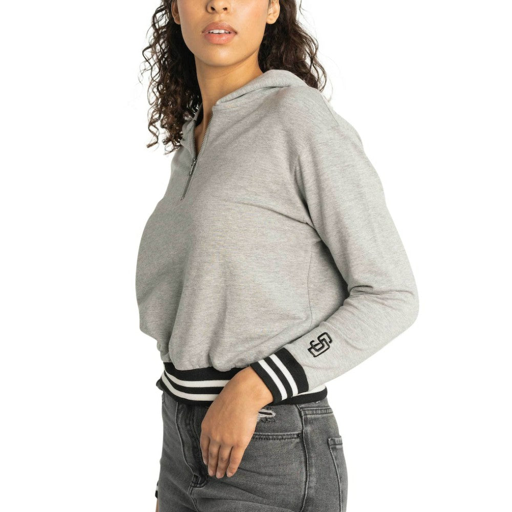 San Diego Padres Lusso Women's Magnolia Tri-Blend Quarter-Zip Hoodie - Gray - MLB Sale