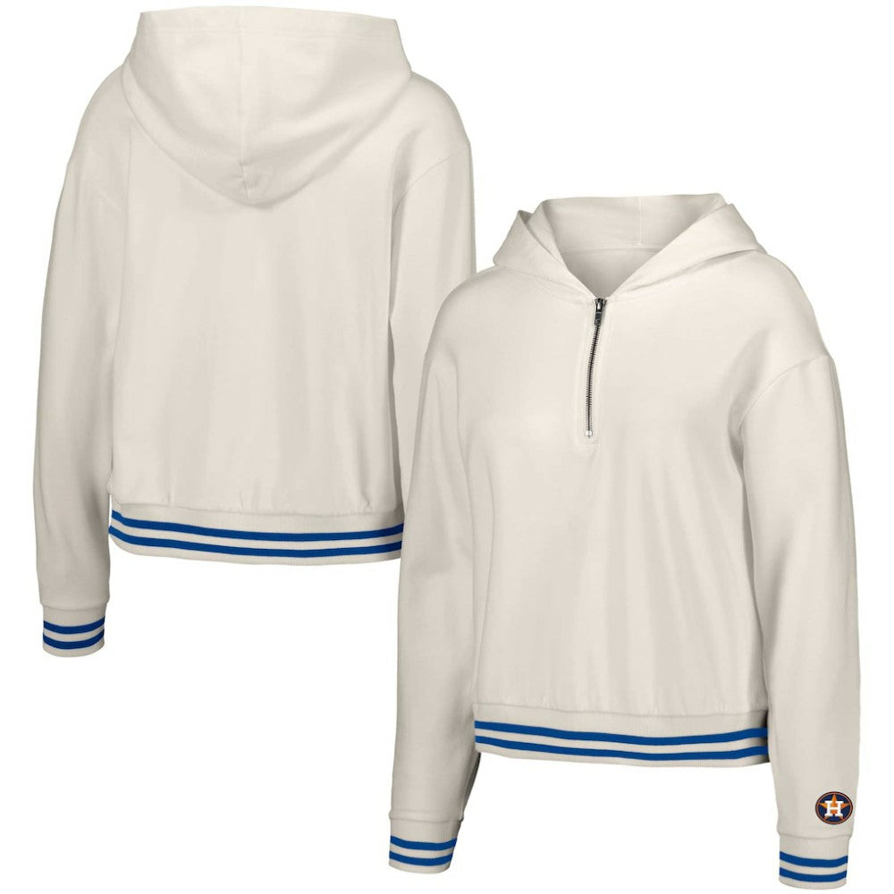 Houston Astros Lusso Women's Magnolia Tri-Blend Quarter-Zip Hoodie - White - MLB Discount