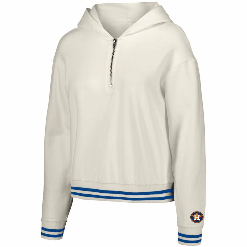 Houston Astros Lusso Women's Magnolia Tri-Blend Quarter-Zip Hoodie - White - MLB Discount