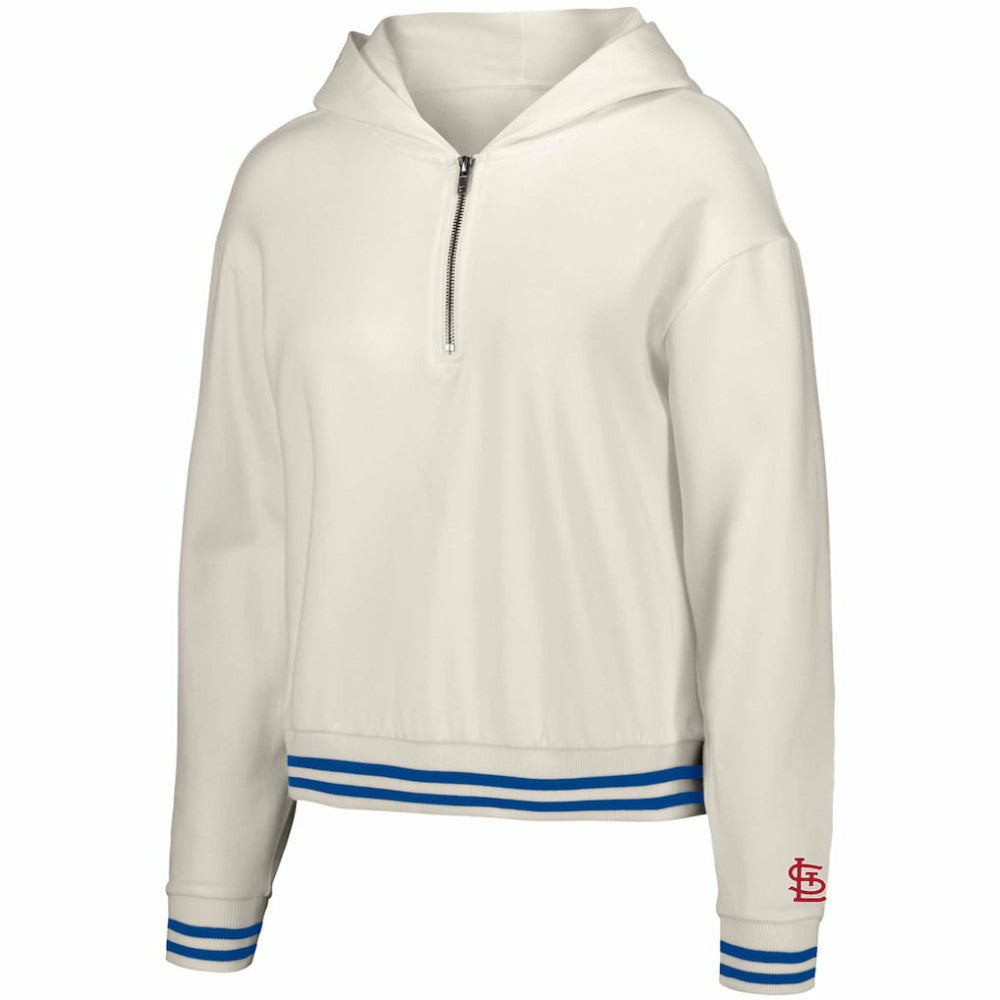 St. Louis Cardinals Lusso Women's Magnolia Tri-Blend Quarter-Zip Hoodie - White - MLB on Sale