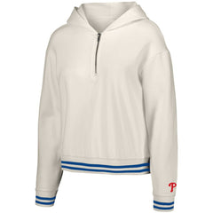 Philadelphia Phillies Lusso Women's Magnolia Tri-Blend Quarter-Zip Hoodie - White - MLB Sale