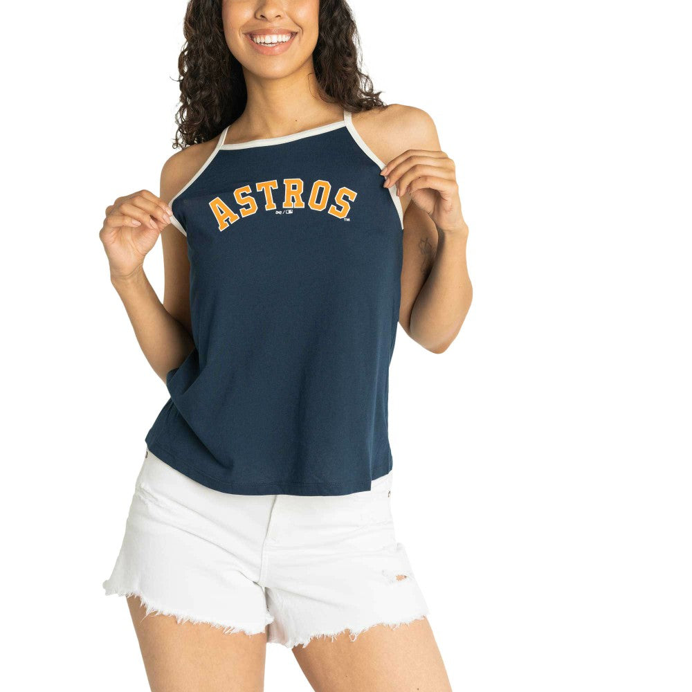 Houston Astros Lusso Women's Nadine Halter Tank Top - Navy - MLB Discount