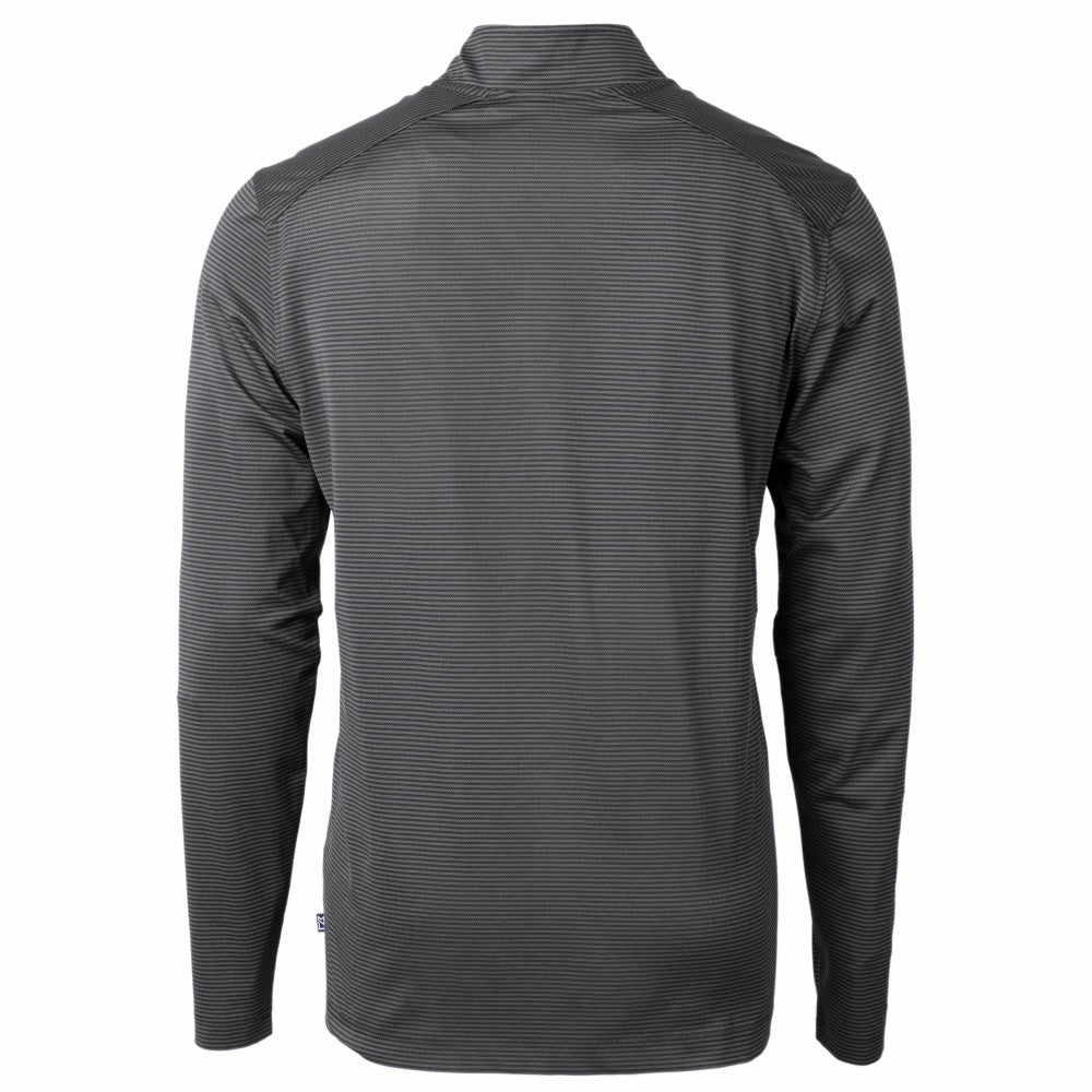 Cincinnati Reds Cutter & Buck Virtue Eco Pique Micro Stripe Recycled Quarter-Zip Pullover Top - Black/Gray - MLB Sale