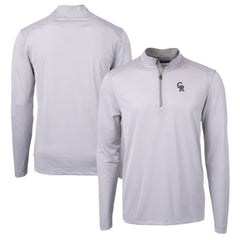 Colorado Rockies Cutter & Buck Virtue Eco Pique Micro Stripe Recycled Quarter-Zip Pullover Top - Gray/White - MLB Discount
