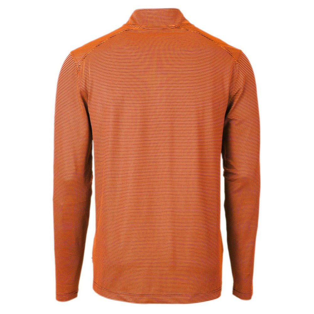 Detroit Tigers Cutter & Buck Virtue Eco Pique Micro Stripe Recycled Quarter-Zip Pullover Top - Orange/Navy - MLB Sale