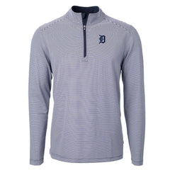 Detroit Tigers Cutter & Buck Virtue Eco Pique Micro Stripe Recycled Quarter-Zip Pullover Top - Navy/White - MLB Sale