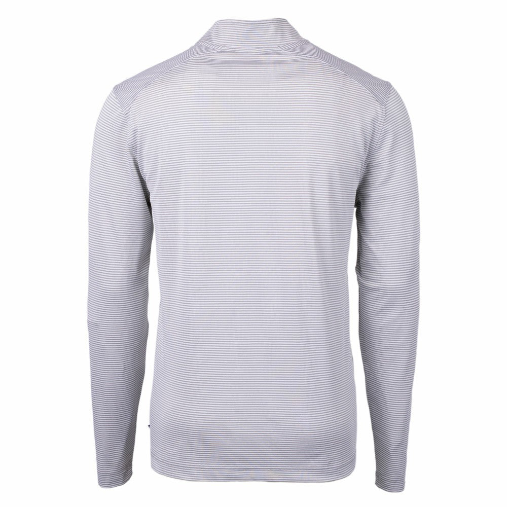 Kansas City Royals Cutter & Buck Virtue Eco Pique Micro Stripe Recycled Quarter-Zip Pullover Top - Gray/White - MLB Online