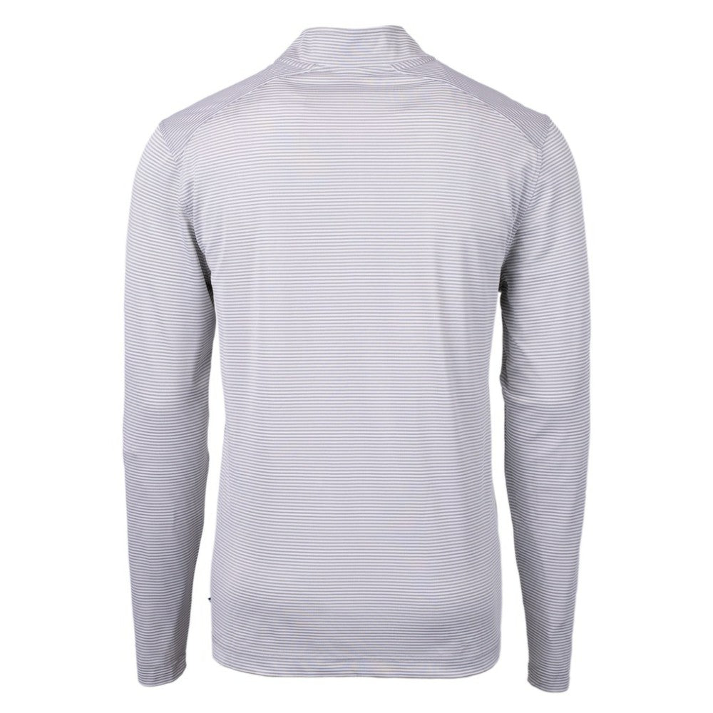 Los Angeles Dodgers Cutter & Buck Virtue Eco Pique Micro Stripe Recycled Quarter-Zip Pullover Top - Gray/White - MLB on Sale