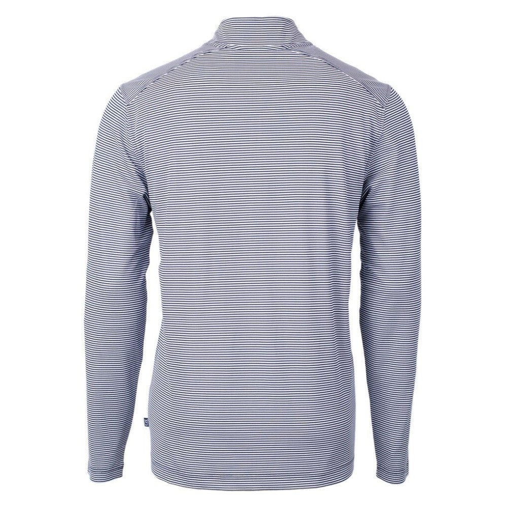 Minnesota Twins Cutter & Buck Virtue Eco Pique Micro Stripe Recycled Quarter-Zip Pullover Top - Navy/White - MLB Lifestyle