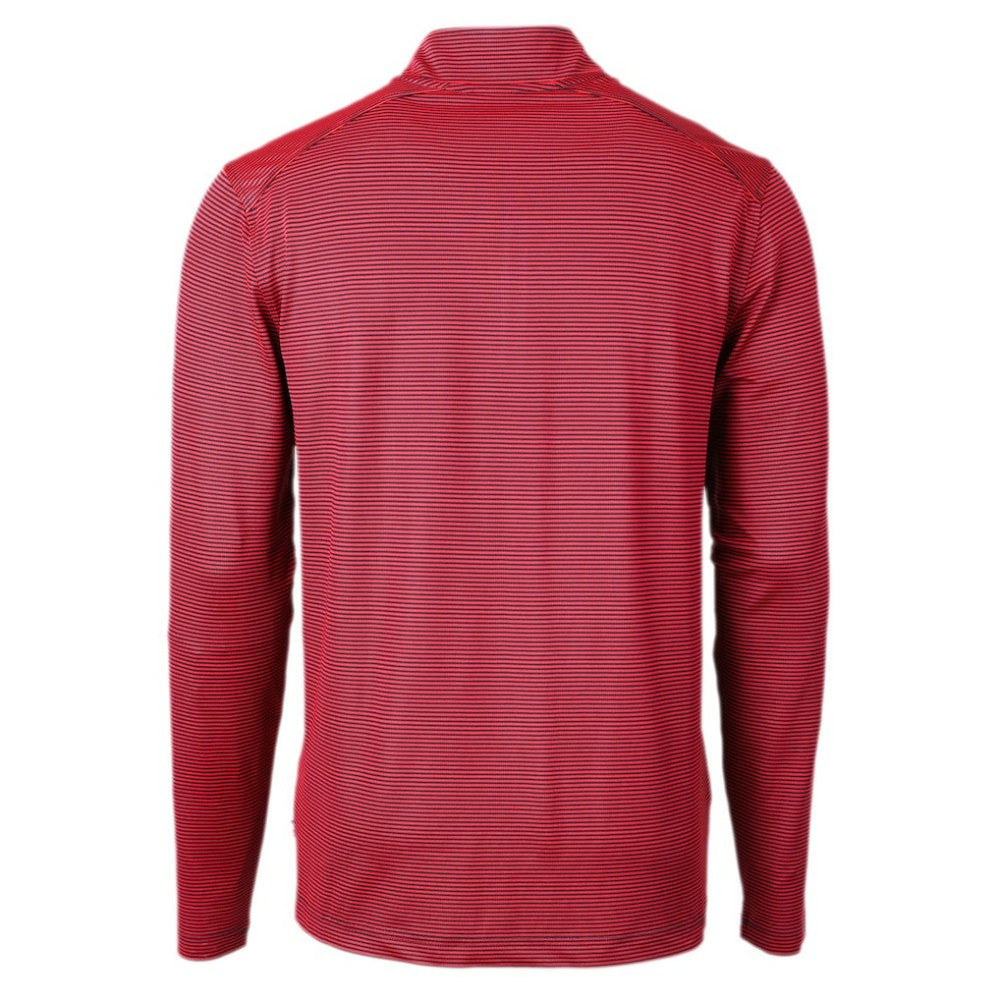 Philadelphia Phillies Cutter & Buck Virtue Eco Pique Micro Stripe Recycled Quarter-Zip Pullover Top - Red/Navy - MLB Discount