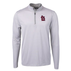St. Louis Cardinals Cutter & Buck Virtue Eco Pique Micro Stripe Recycled Quarter-Zip Pullover Top - Gray/White - MLB Sale