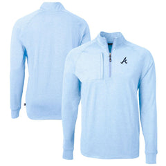 Atlanta Braves Cutter & Buck Adapt Eco Knit Stretch Recycled Quarter-Zip Pullover Top - Heather Light Blue - MLB Lifestyle