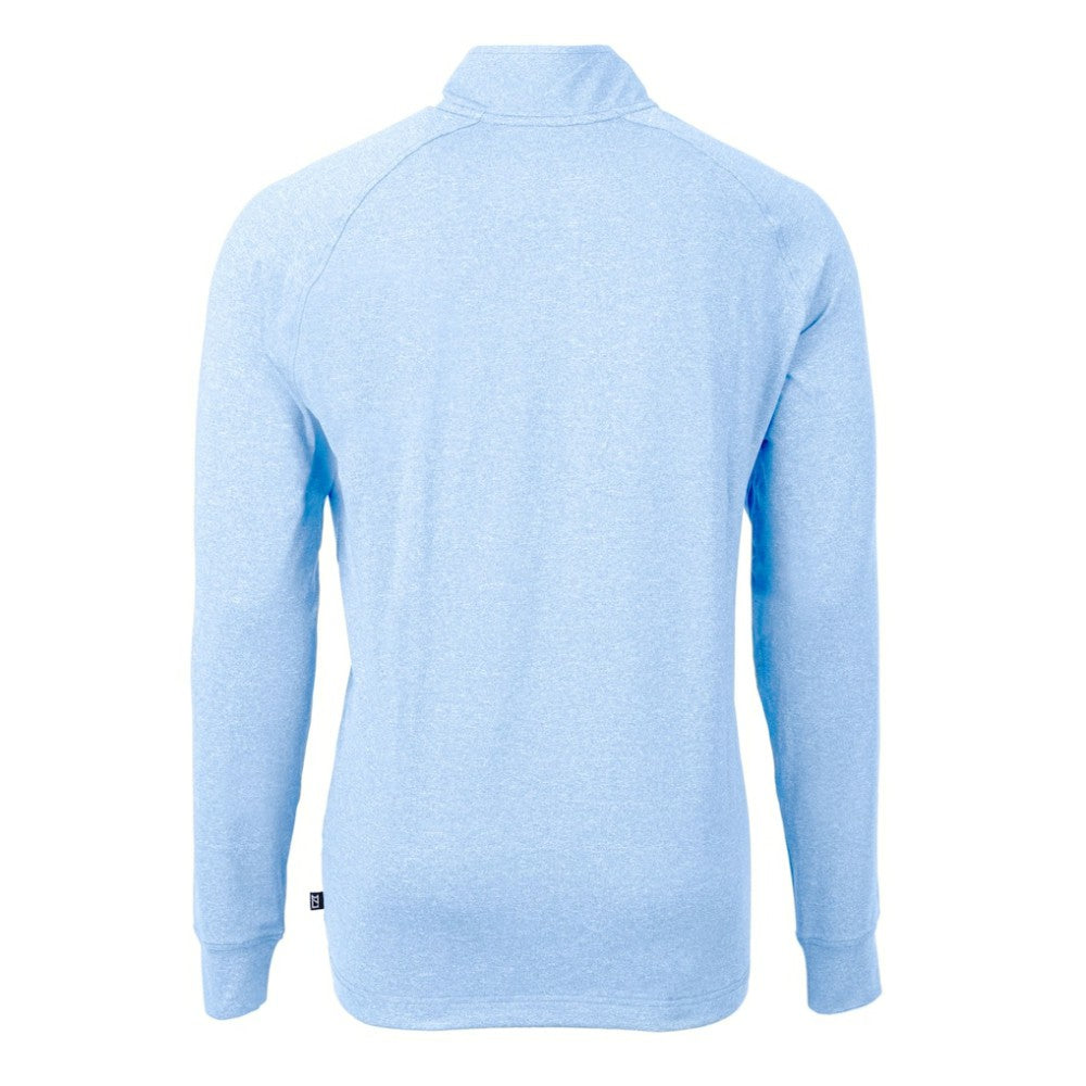 Atlanta Braves Cutter & Buck Adapt Eco Knit Stretch Recycled Quarter-Zip Pullover Top - Heather Light Blue - MLB Lifestyle