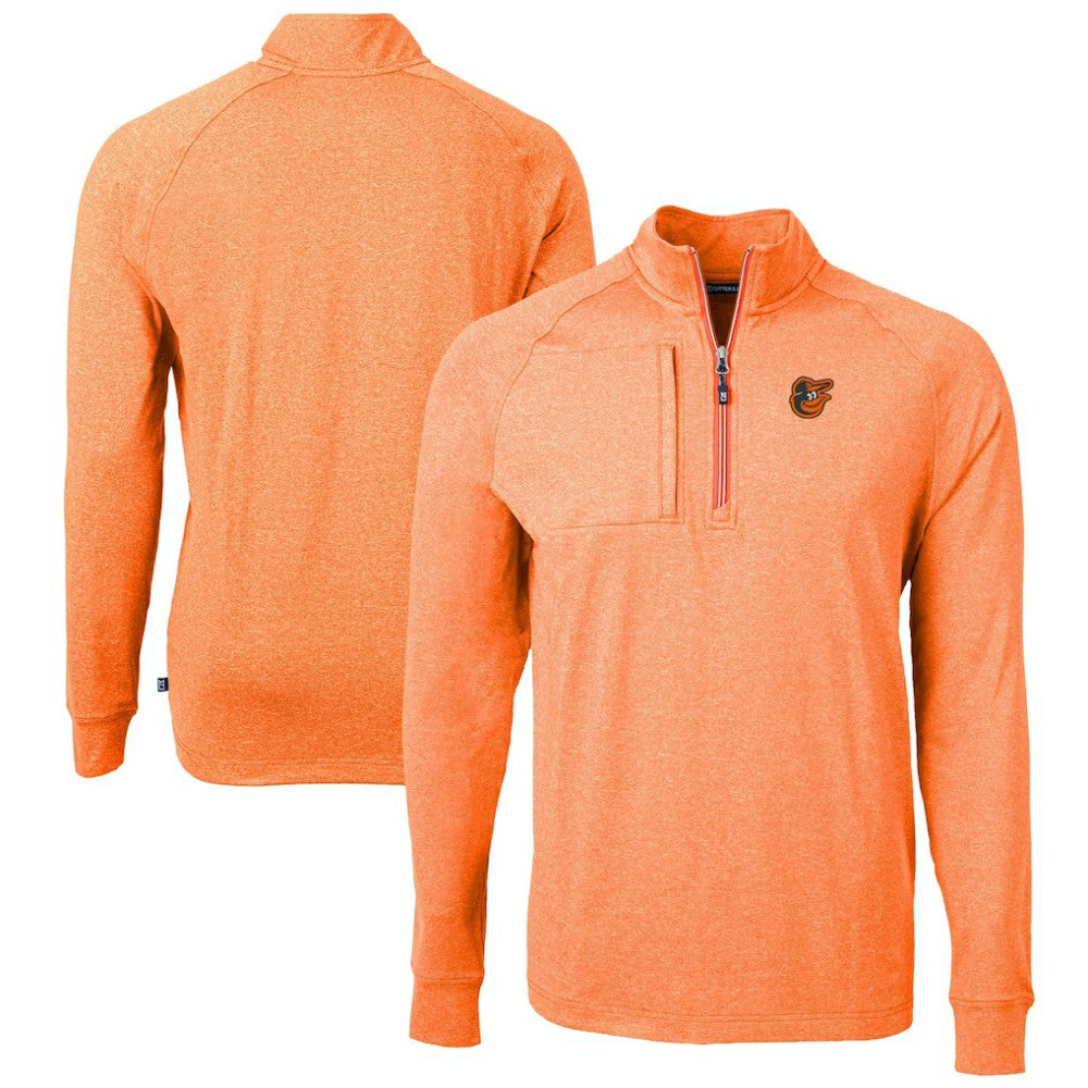 Baltimore Orioles Cutter & Buck Adapt Eco Knit Stretch Recycled Quarter-Zip Pullover Top - Heather Orange - MLB Sale