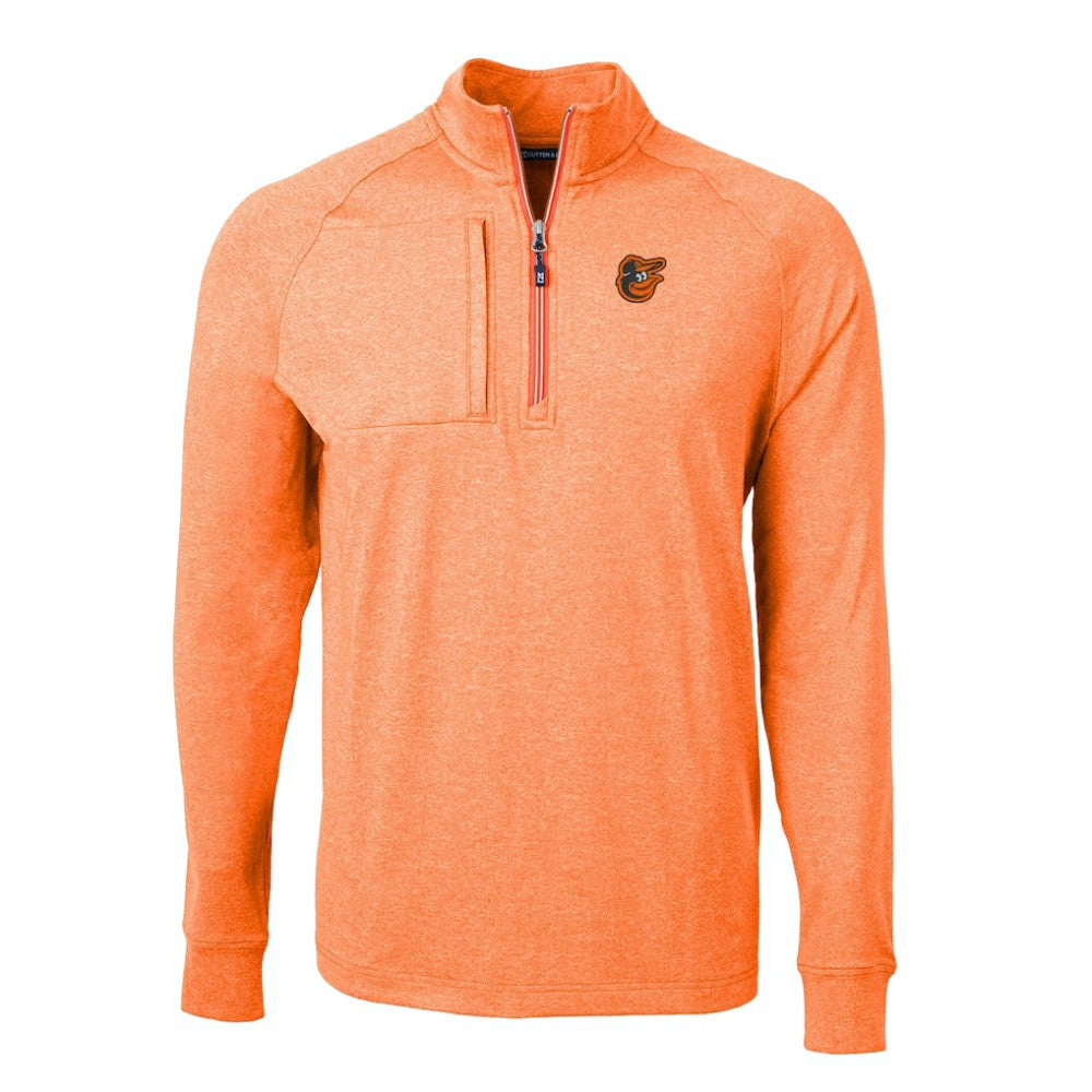Baltimore Orioles Cutter & Buck Adapt Eco Knit Stretch Recycled Quarter-Zip Pullover Top - Heather Orange - MLB Sale
