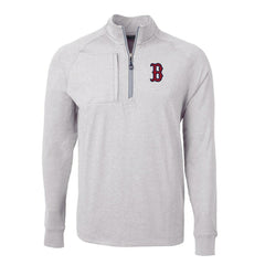 Boston Red Sox Cutter & Buck Adapt Eco Knit Stretch Recycled Quarter-Zip Pullover Top - Heather Gray - MLB Online