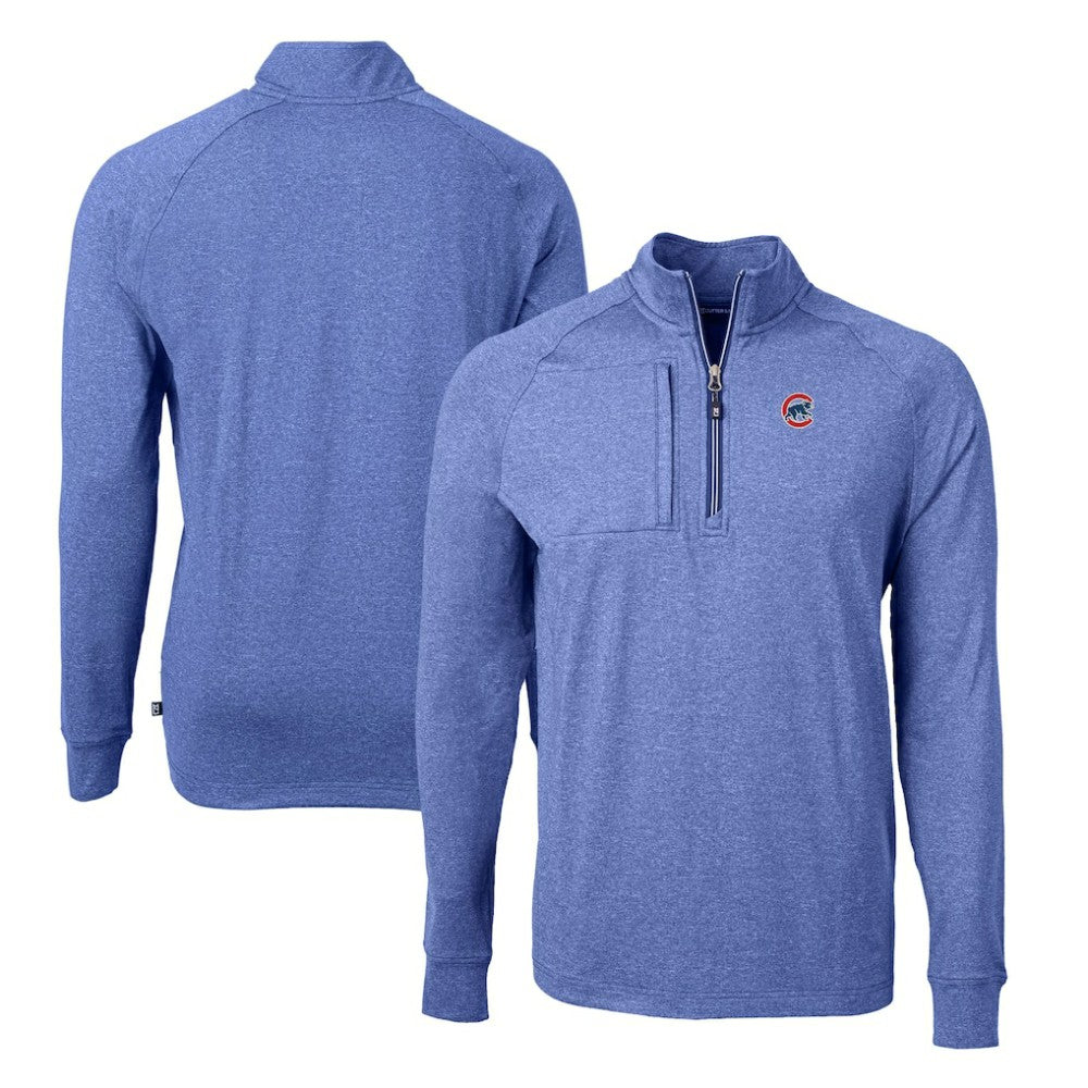 Chicago Cubs Cutter & Buck Adapt Eco Knit Stretch Recycled Quarter-Zip Pullover Top - Heather Royal - MLB Sale