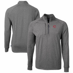 Cincinnati Reds Cutter & Buck Adapt Eco Knit Stretch Recycled Quarter-Zip Pullover Top - Heather Black - MLB Discount