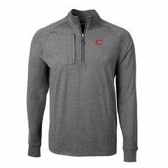 Cincinnati Reds Cutter & Buck Adapt Eco Knit Stretch Recycled Quarter-Zip Pullover Top - Heather Black - MLB Discount