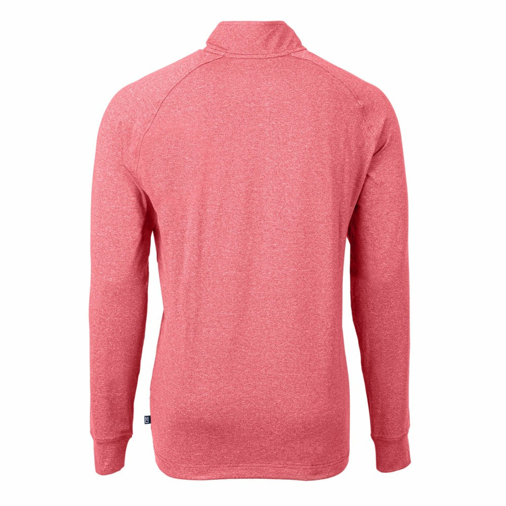 Cleveland Guardians Cutter & Buck Adapt Eco Knit Stretch Recycled Quarter-Zip Pullover Top - Heather Red - MLB Discount