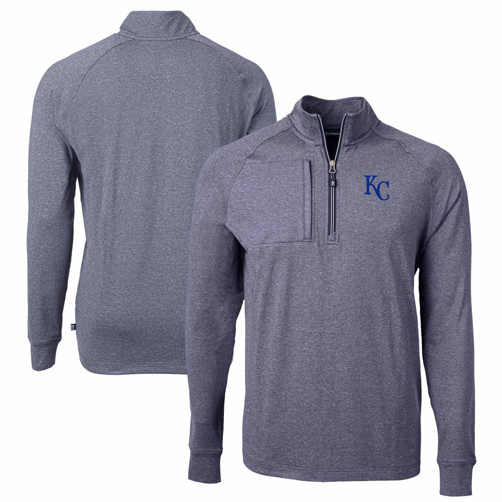 Kansas City Royals Cutter & Buck Adapt Eco Knit Stretch Recycled Quarter-Zip Pullover Top - Heather Navy - MLB Online