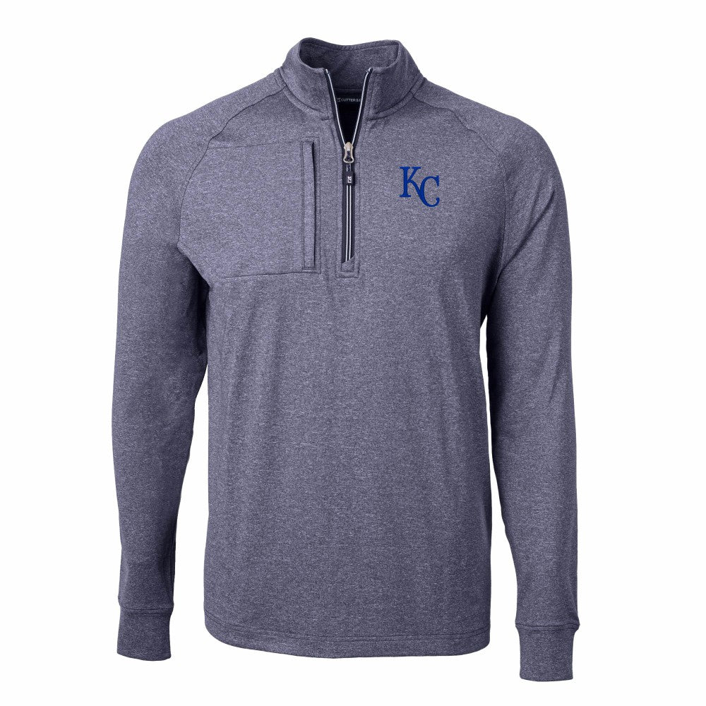 Kansas City Royals Cutter & Buck Adapt Eco Knit Stretch Recycled Quarter-Zip Pullover Top - Heather Navy - MLB Online
