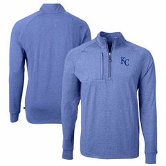 Kansas City Royals Cutter & Buck Adapt Eco Knit Stretch Recycled Quarter-Zip Pullover Top - Heather Royal - MLB Discount