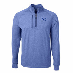 Kansas City Royals Cutter & Buck Adapt Eco Knit Stretch Recycled Quarter-Zip Pullover Top - Heather Royal - MLB Discount