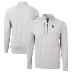 Los Angeles Dodgers Cutter & Buck Adapt Eco Knit Stretch Recycled Quarter-Zip Pullover Top - Heather Gray - MLB Discount