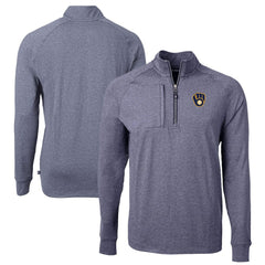 Milwaukee Brewers Cutter & Buck Adapt Eco Knit Stretch Recycled Quarter-Zip Pullover Top - Heather Navy - MLB Discount