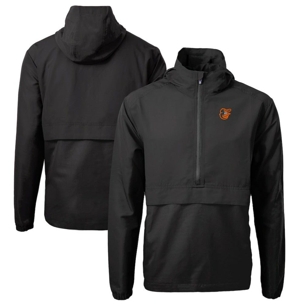 Baltimore Orioles Cutter & Buck Charter Eco Recycled Half-Zip Anorak Jacket - Black - MLB Lifestyle