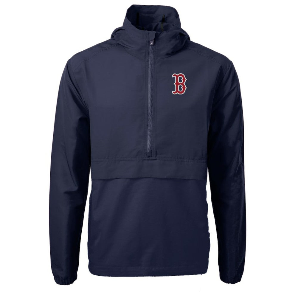 Boston Red Sox Cutter & Buck Charter Eco Recycled Half-Zip Anorak Jacket - Navy - MLB Lifestyle