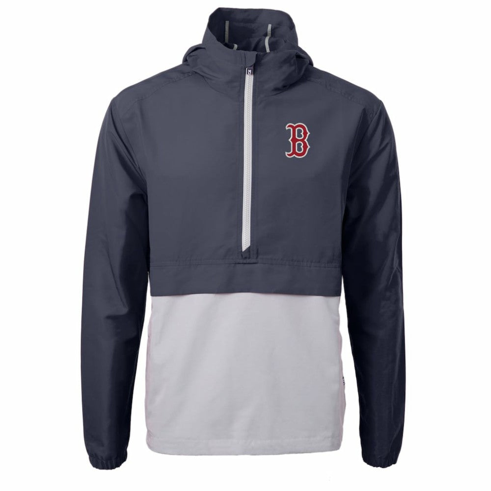 Boston Red Sox Cutter & Buck Charter Eco Recycled Half-Zip Anorak Jacket - Navy/Gray - MLB on Sale