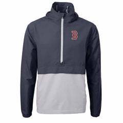 Boston Red Sox Cutter & Buck Charter Eco Recycled Half-Zip Anorak Jacket - Navy/Gray - MLB on Sale