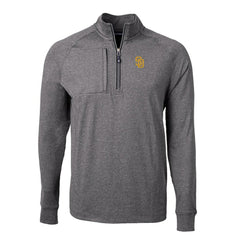 San Diego Padres Cutter & Buck Adapt Eco Knit Stretch Recycled Quarter-Zip Pullover Top - Heather Black - MLB Sale