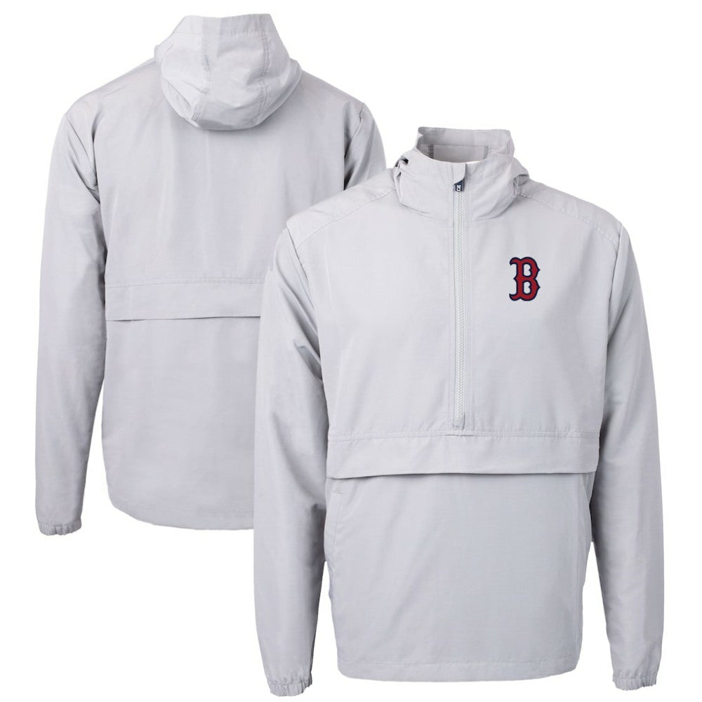 Boston Red Sox Cutter & Buck Charter Eco Recycled Half-Zip Anorak Jacket - Gray - MLB Discount