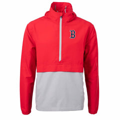 Boston Red Sox Cutter & Buck Charter Eco Recycled Half-Zip Anorak Jacket - Red/Gray - MLB Discount