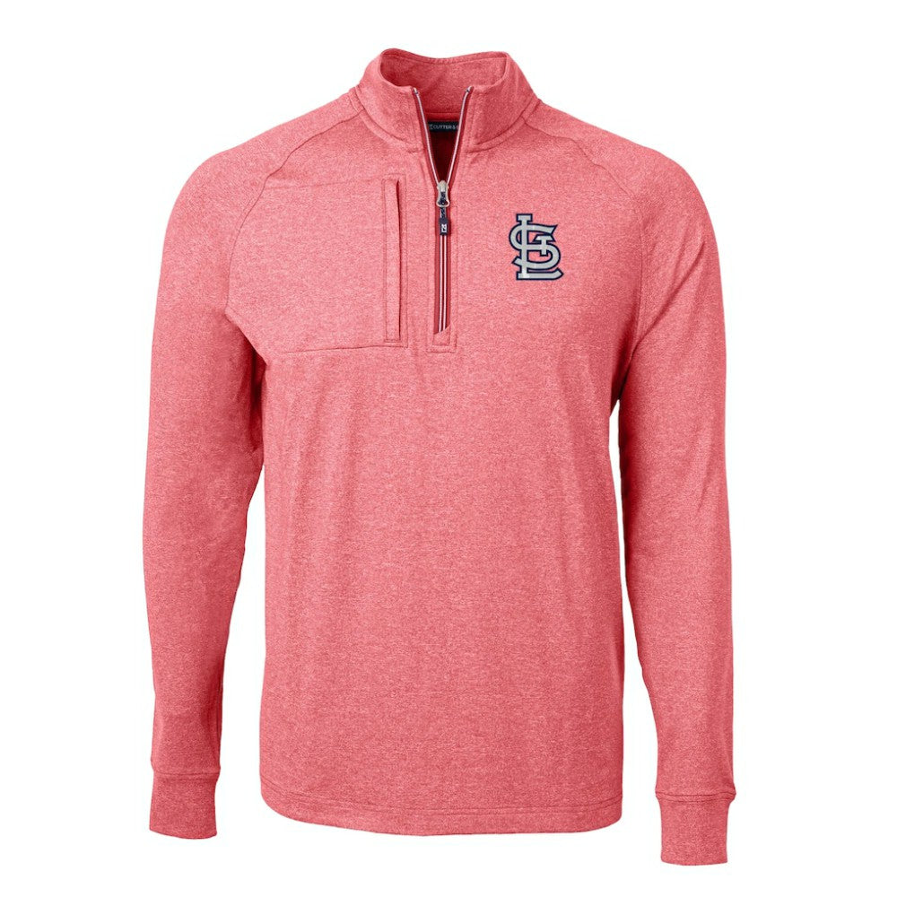 St. Louis Cardinals Cutter & Buck Adapt Eco Knit Stretch Recycled Quarter-Zip Pullover Top - Heather Red - MLB Online