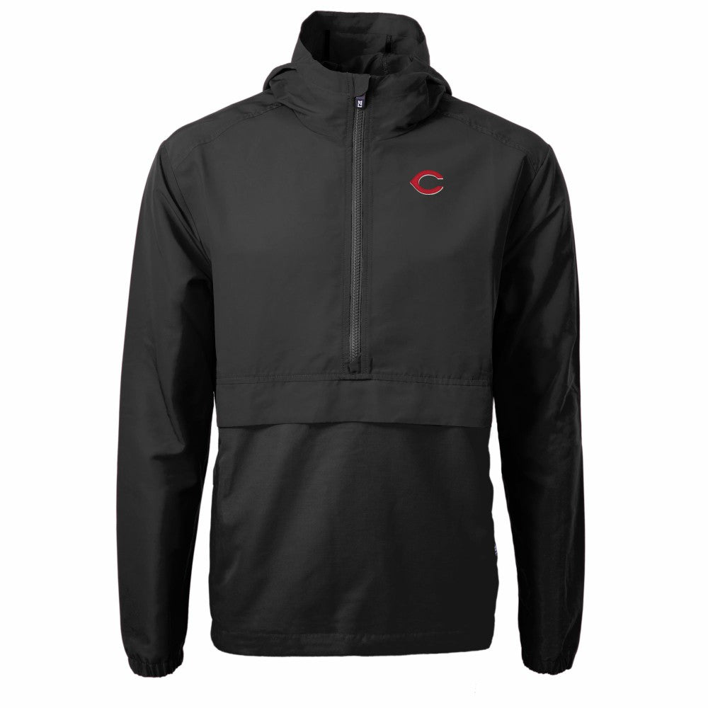 Cincinnati Reds Cutter & Buck Charter Eco Recycled Half-Zip Anorak Jacket - Black - MLB Sale