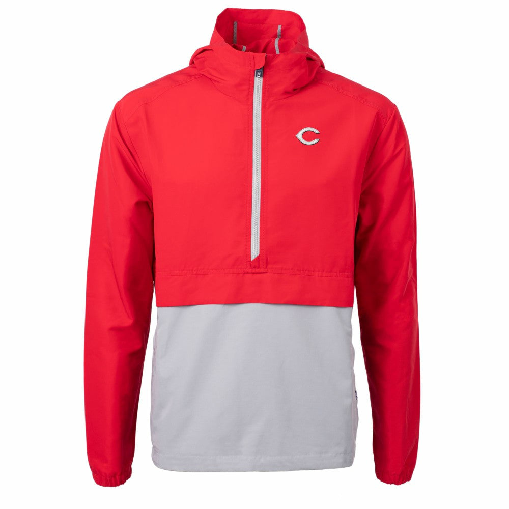Cincinnati Reds Cutter & Buck Charter Eco Recycled Half-Zip Anorak Jacket - Red/Gray - MLB Discount