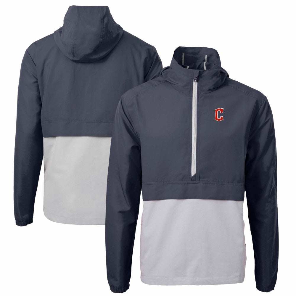 Cleveland Guardians Cutter & Buck Charter Eco Recycled Half-Zip Anorak Jacket - Navy/Gray - MLB Online