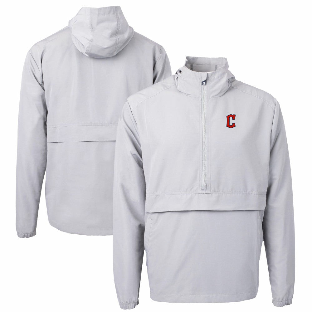 Cleveland Guardians Cutter & Buck Charter Eco Recycled Half-Zip Anorak Jacket - Gray - MLB Lifestyle