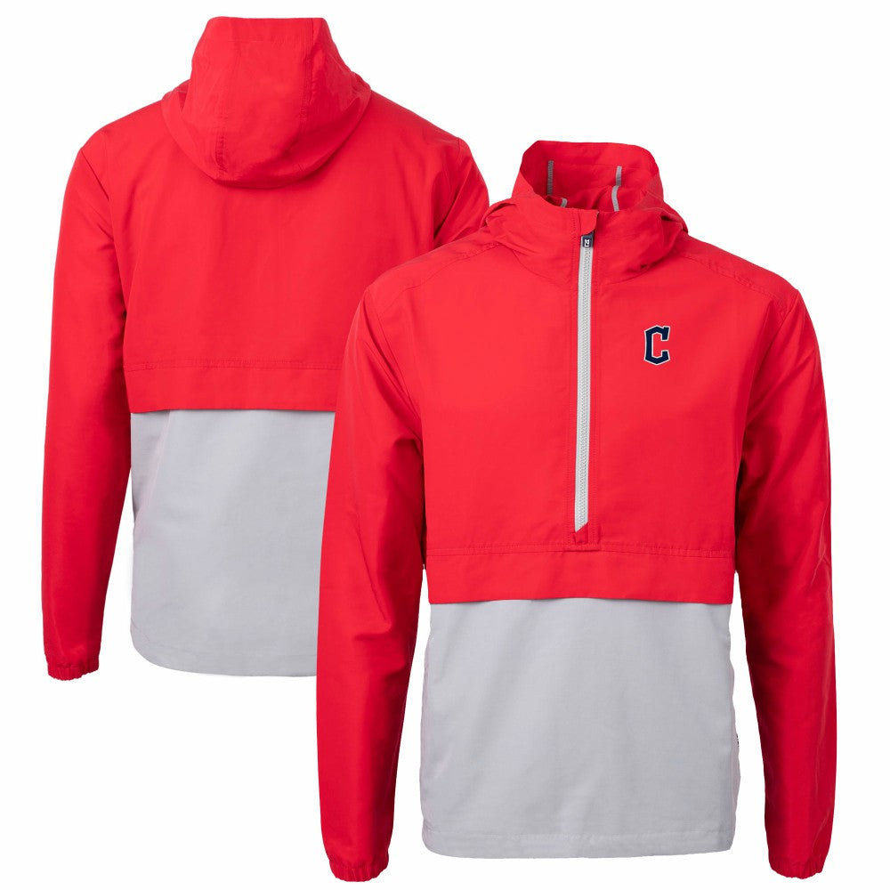 Cleveland Guardians Cutter & Buck Charter Eco Recycled Half-Zip Anorak Jacket - Red/Gray - MLB on Sale