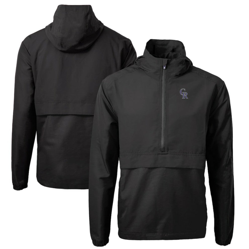 Colorado Rockies Cutter & Buck Charter Eco Recycled Half-Zip Anorak Jacket - Black - MLB Online