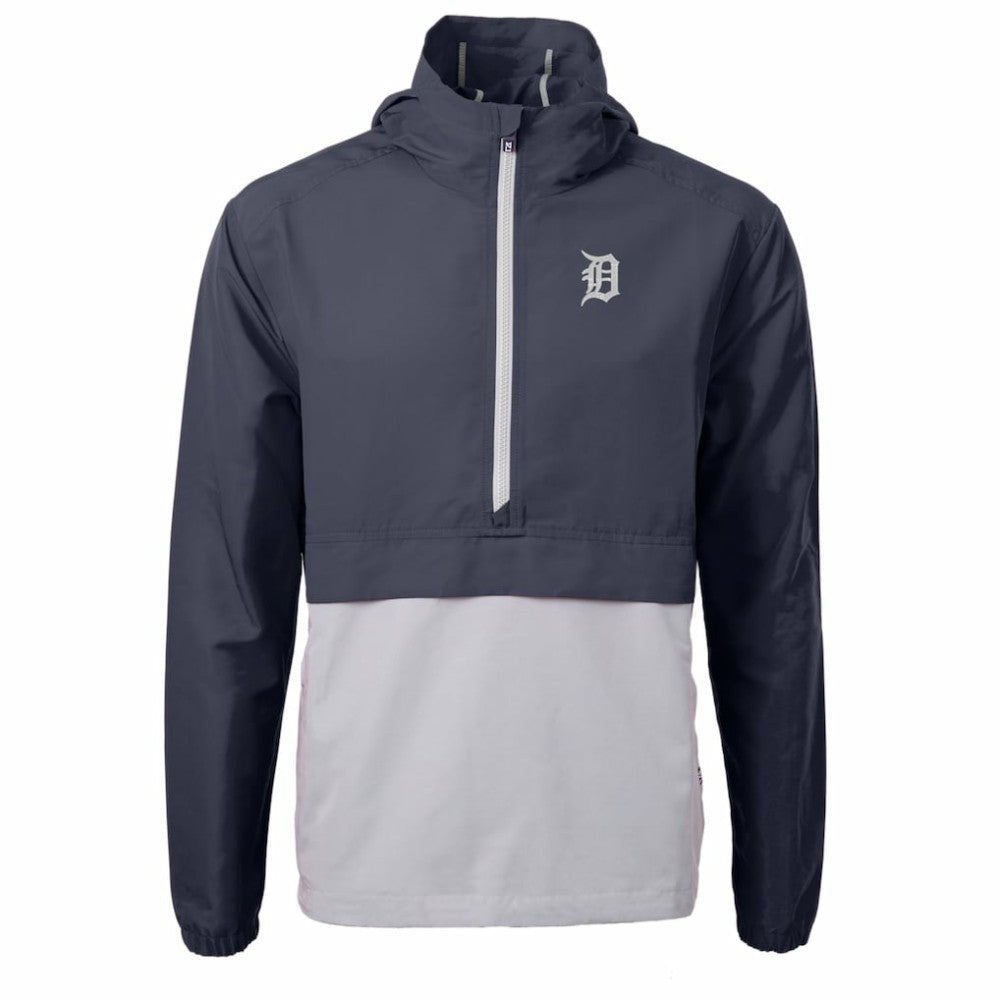 Detroit Tigers Cutter & Buck Charter Eco Recycled Half-Zip Anorak Jacket - Navy/Gray - MLB Sale