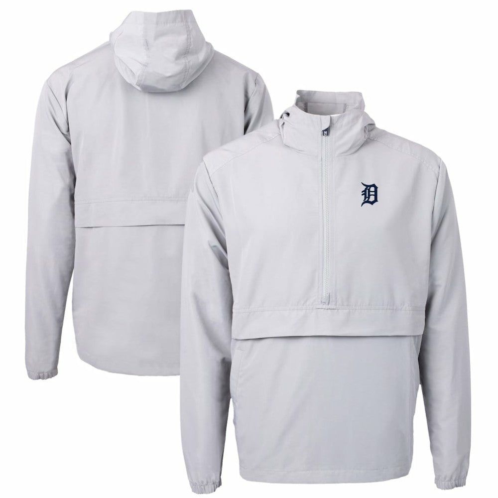 Detroit Tigers Cutter & Buck Charter Eco Recycled Half-Zip Anorak Jacket - Gray - MLB Lifestyle