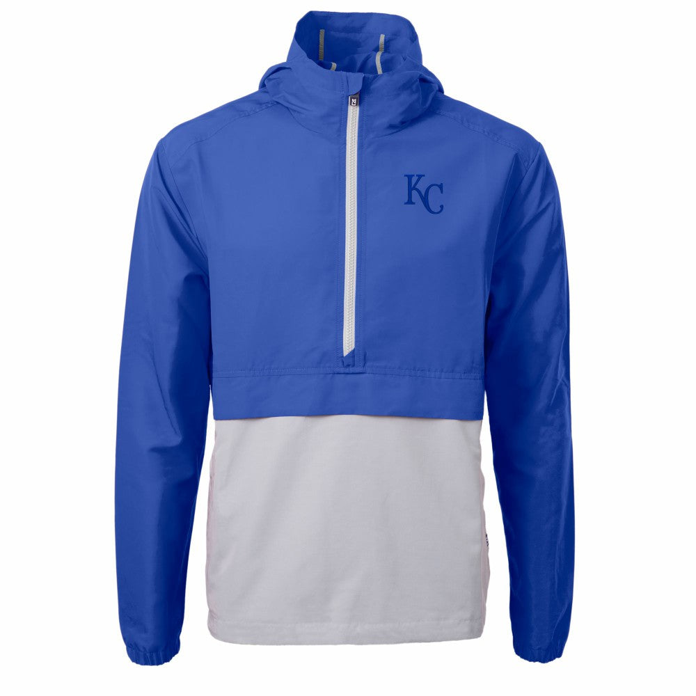 Kansas City Royals Cutter & Buck Charter Eco Recycled Half-Zip Anorak Jacket - Royal/Gray - MLB Discount