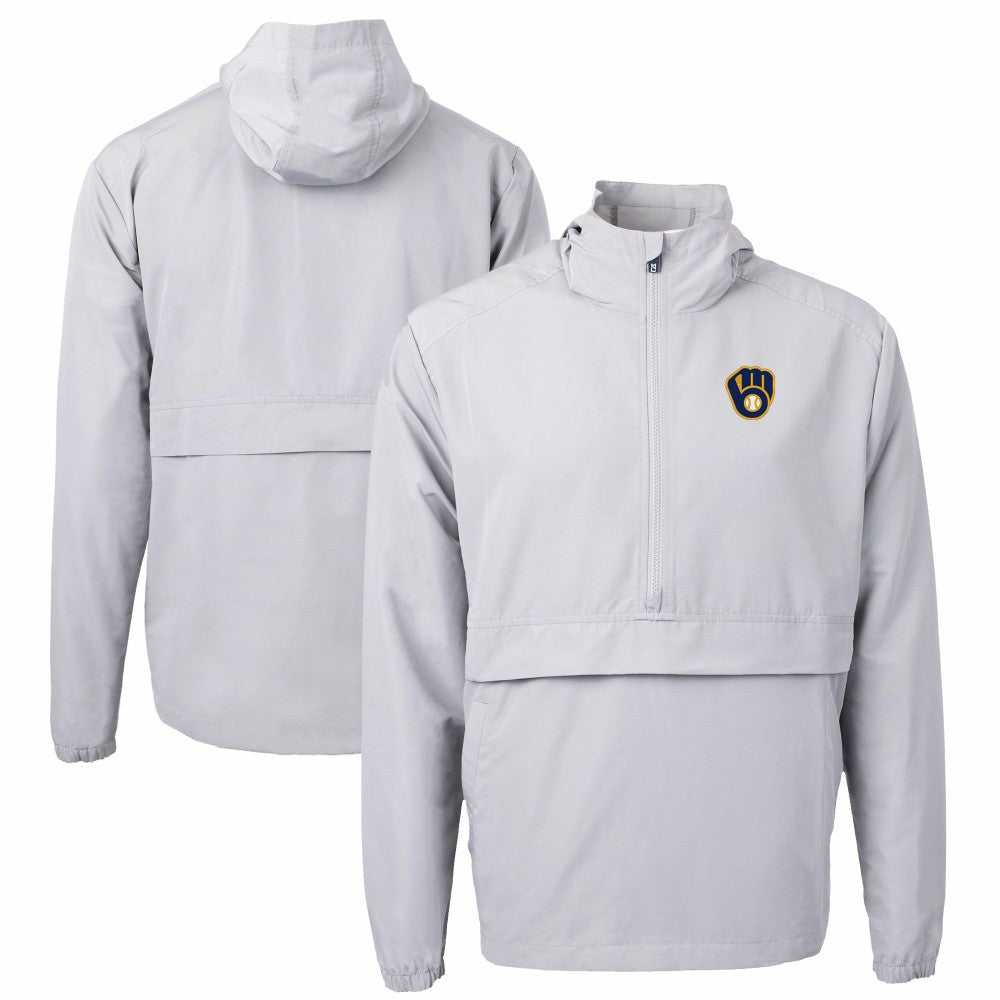 Milwaukee Brewers Cutter & Buck Charter Eco Recycled Half-Zip Anorak Jacket - Gray - MLB Online